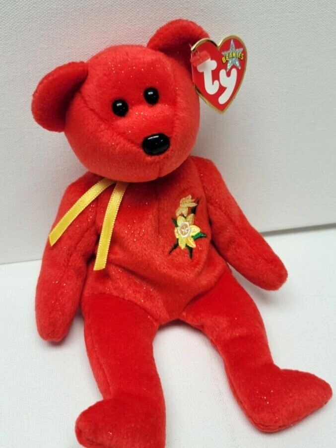 Ty Beanie Babies Daffodil Bear 8.5 inch 20cm New MWMT Bright Red w