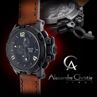 Alexandre Christie 6295mc Men S Chronograph Wrist Watch 46mm Case Leather Strap Ebay
