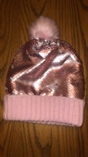 Wonder Nation girls Light pink sequins pom hat fleece lined