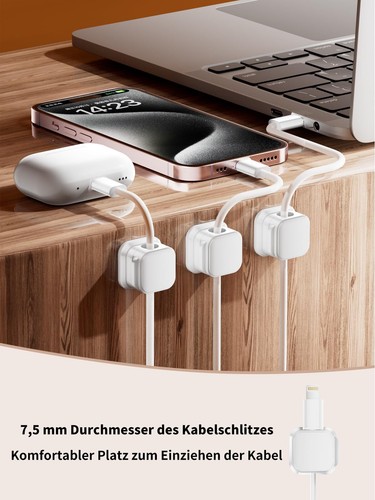 Lot de 6 Supports de Câbles Magnétiques - Organisateur de Câbles avec Adhésif... - Afbeelding 3 van 7