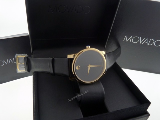 Movado Men's 0606876 Museum Classic Yellow Gold-plated Leather Strap Watch | eBay