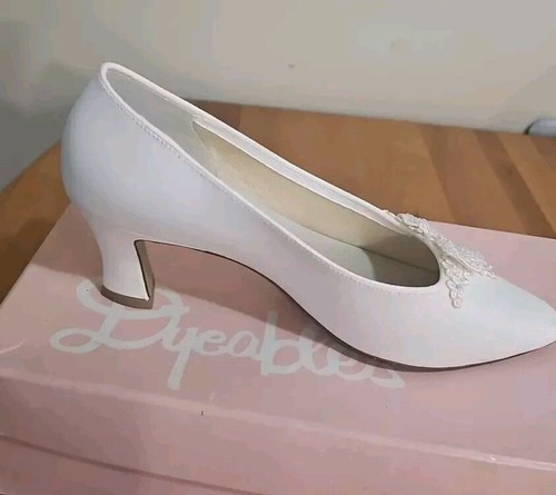 Dyeable JESSICA- SATIN SMALL HEEL. 7 1/2 B IVORY Beautiful - Picture 4 of 7