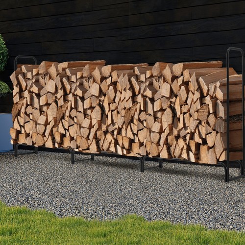 8/12FT Firewood Rack w/600D Cover, Firewood Storage for Fireplace, Fire Pits - Picture 6 of 22