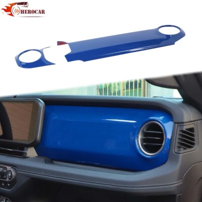 2x Inner Blue Center Console Dash Panel Trim Cover for Jeep Wrangler JL JT 2024+
