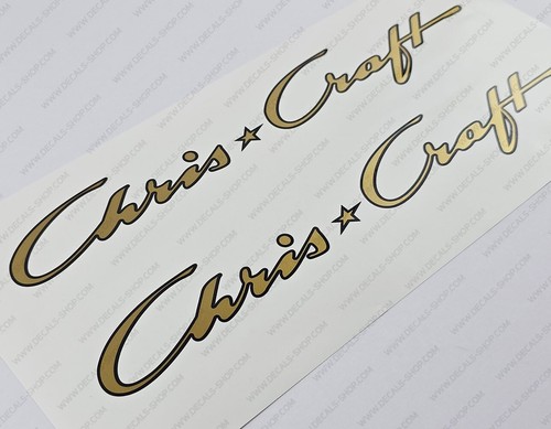 CHRIS CRAFT BOATS LOGO GOLD DECALS STICKERS Set of 2 18" LONG - Imagen 2 de 5