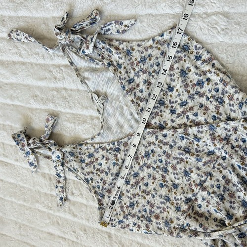 Lucky Brand White Blue Floral Tie Shoulder Wrap Dress Womens Sz S Casual - Picture 12 of 14