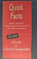 1949 Lincoln Facts Brochure Sport Sedan Cosmopolitan Excellent Original 49 1949 Lincoln Facts Brochure Sport Sedan Cosmopolitan Excellent Original 49