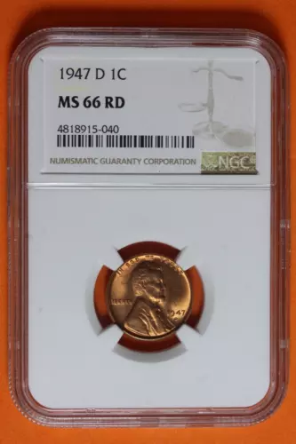 1947 D NGC MS66 RD Lincoln Wheat Cent #B38787
