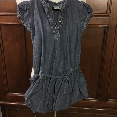 Gymboree Girls Size 5 Denim Dress Ruffle/Bubble Skirt Adorable Lknw Gold Buttons - Picture 13 of 14