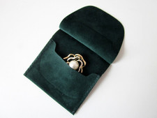 Green Velveteen Jewellery Gift Pouch/Bag-Flap Over-9cm-Party-FAST DISPATCH-1053