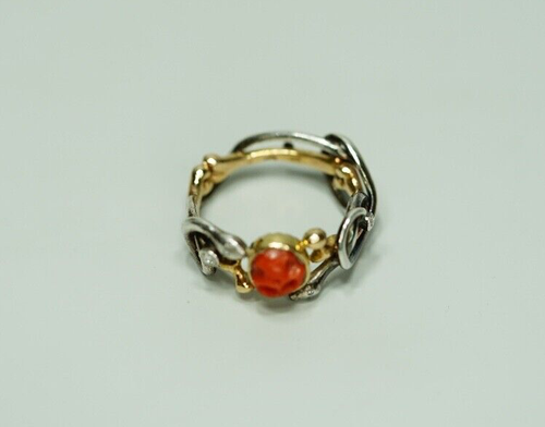 19c. Anillo de Oro Victoriano Coral Camafeo Memento Mori Calavera Esqueleto Serpientes Diamantes - Imagen 12 de 18