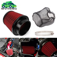 Red 4 100mm Inlet Car Truck Air Intake Cone Dry Air Filter Filter Sock Cover