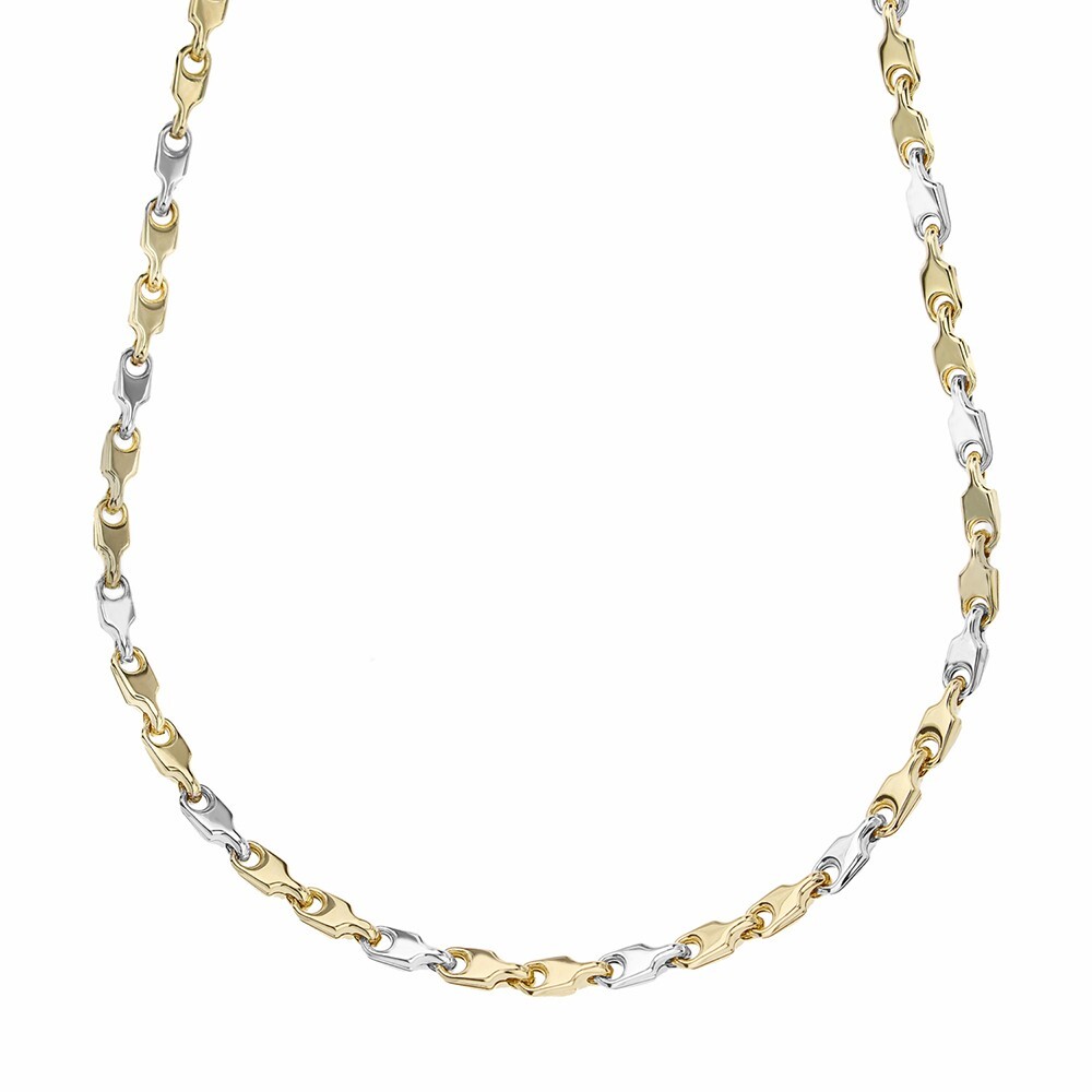 Men's Tubular Chain in Yellow And White Gold 18 Carats
