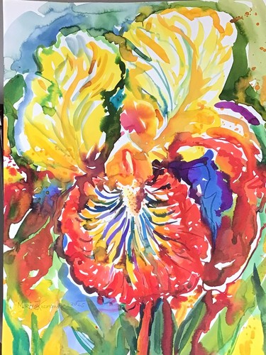 Yellow Iris 2.Original Watercolor Painting - Picture 3 of 11