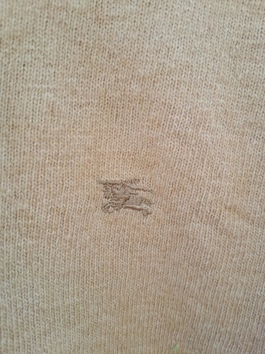 Vintage Burberry Sweater boys 12 Tan Embroidered Logo ARGAY Wool Made in Spain - Picture 11 of 11