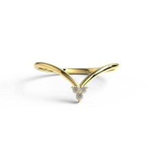 Diamond Stacking Ring / 14k Gold Diamond Wedding Band / V Shape Ring
