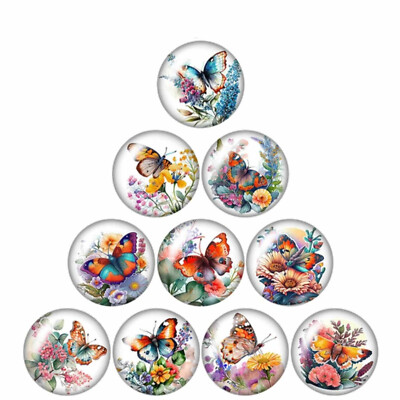 Glas Cabochon Schmetterlinge Blumen 12 mm 14 mm 16 mm 18 mm 20 mm 25 mm 30 mm #5