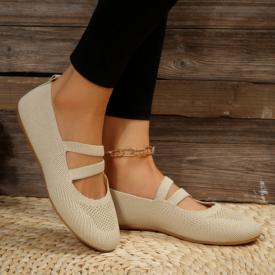 Mujeres Zapatos Planos Informales Ballet Damas Sin Cordones Punta Redonda Caminar Zapatos de Vestir AA Foto 3 de 4