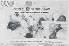 1947 General Electric Lamps PHOTOLAMP DATA SHEET Guide Flash Bulbs Tubes 8 Pg