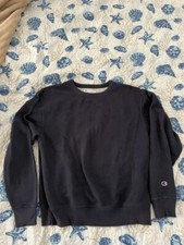 Champion Navy Sz M Long-sleeve Crew-Neck Sweatshirt