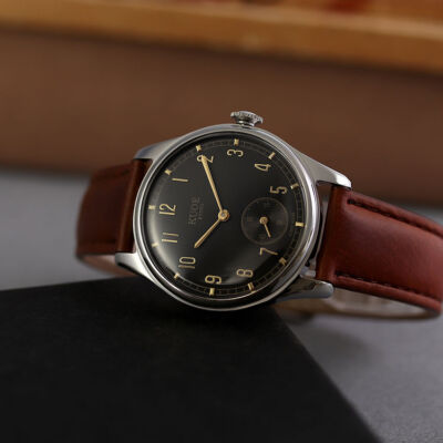 KUOE KYOTO Watch OLD SMITH 90-001 Brown Band Black Dial Classic