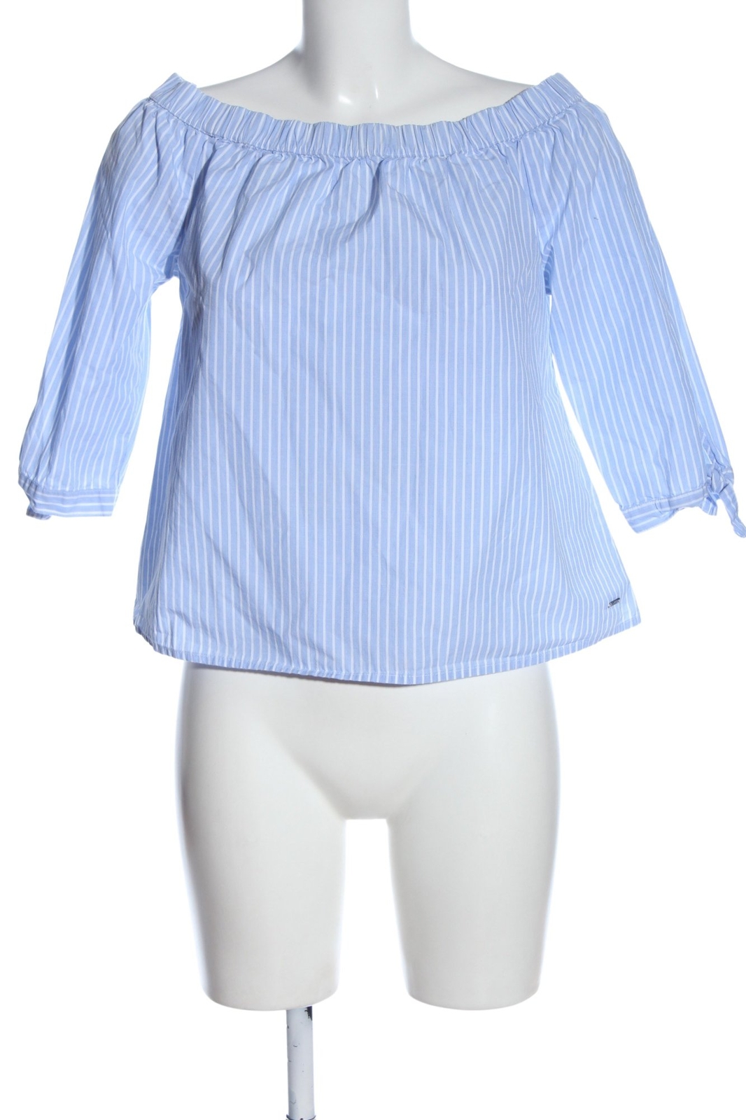 TOM TAILOR DENIM Blusa tipo Carmen Mujeres Talla EU 36 azul-blanco look casual