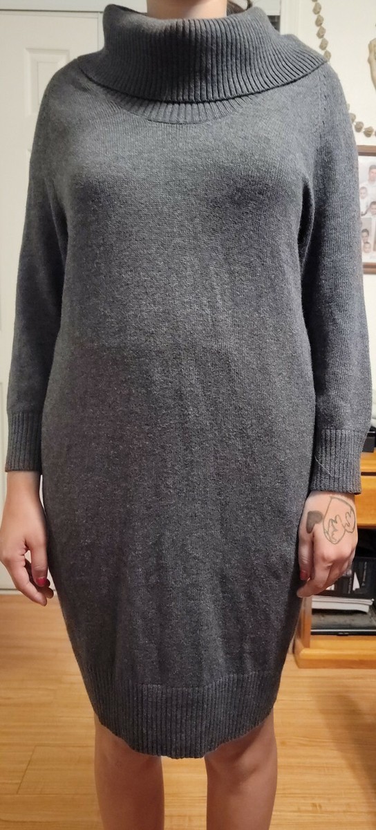 banana republic grey sweater dress Gray Cowl Neck 3/4 Sleeve Size Medium cotton on maxi dress