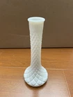 Hoosier Milk Glass #4092 Quilted Diamond Pattern Vintage Flower Bud Vase