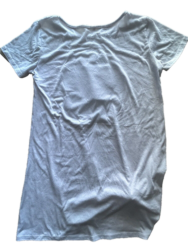 Womens long T Shirt Sequin Eye short Sleeve round neck size M color white - Picture 2 of 7