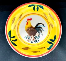 1 Philippe Richard Country View Rooster Yellow Orange Rim Dessert Bread Plate