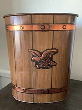 Vintage American Eagle Trash Can MCM J L Clark USA 13” Waste Bin Patriotic