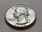 1964 Washington Quarter • AU Slider Look 90% Silver • Strong Detail NMM  X46