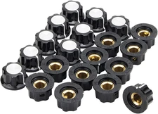 A01 Silver Tone Top Potentiometer Volume Control Rotary Knobs 6Mm Shaft Hole 20P