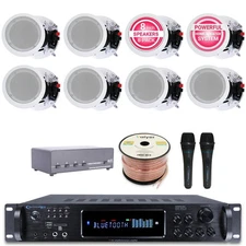 Home Stereo System Kit 7.2 CH 1500 W w/8 QTY of 6.5" Ceiling Speakers 200 W Each