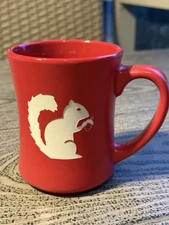 RFSJ Inc Orange Red Ceramic Etched White Squirrel Coffee Cup Mug Animal