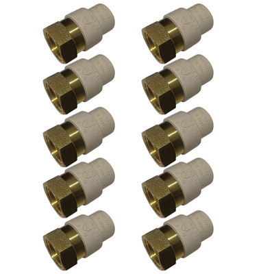 10 Pack XFITTING 1/2'' Female NPT x 1/2'' CPVC Adapter, CPVC Female Adapter