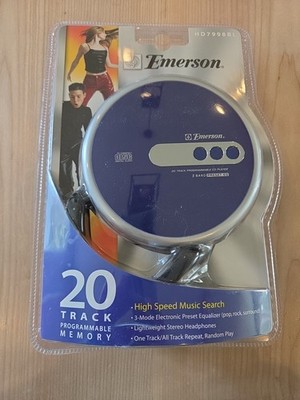 Emerson Personal CD Player HD7998BL 20 Track Programmable Memory