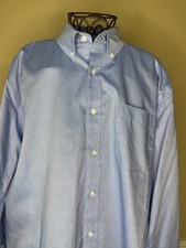 Nautica Men's 18 34/35 2XL Dress Shirt Blue Button Cotton Long Sleeve