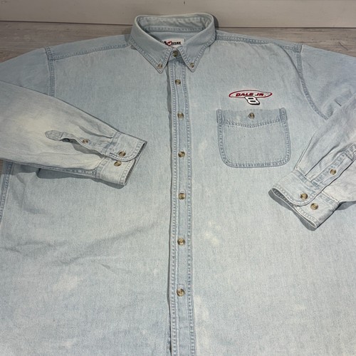 Vintage Chase Authentics Dale Earnhardt Jr #8 Chambray Button Up Shirt Size XL - Picture 2 of 13