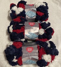 Red Heart POMP-A-DOODLE Yarn Color 9018 Americana 3.5oz 7 Jumbo Bulky Lot of 3