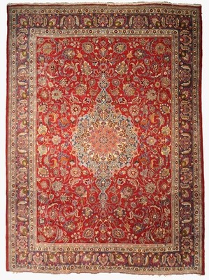 10 x 13.9 RED Pre owned Perrsian Kashaan Mashaad Rug 78888