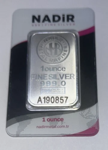SEALED NADIR METAL RAFINERI ONE OUNCE .999 FINE SILVER BAR NEVER OPENED