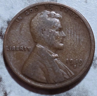 1919-S Lincoln Wheat Cent Penny - VG/F Circulated Semi-Key Date  BIN655