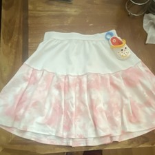 shein Girls 9-10Y White/Pink Tie Dye Pleated Short Skirt Polyester 20in