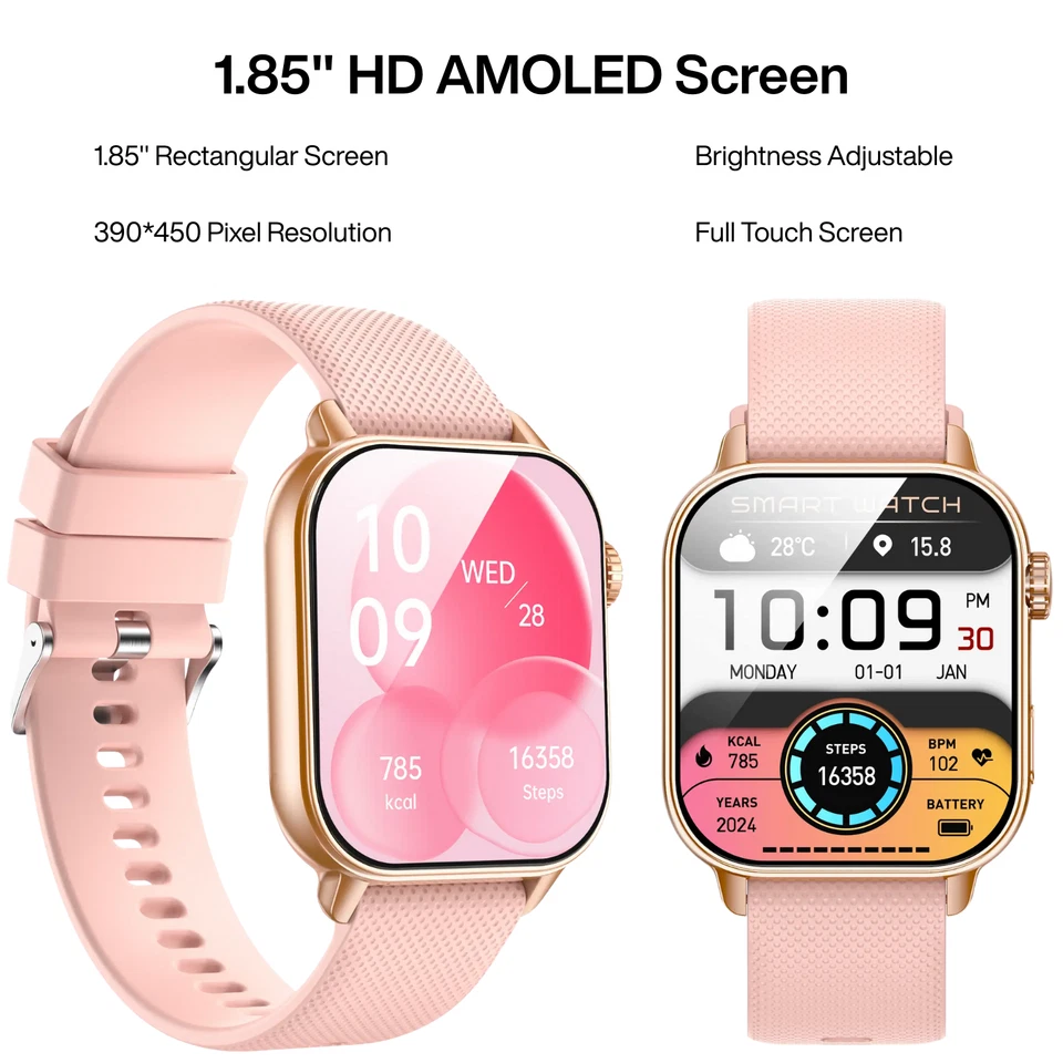 Smart Watch Men Women Answer Make Calls 1.85'' AMOLED HD 100+ Modes Waterproof - Image 2 of 4