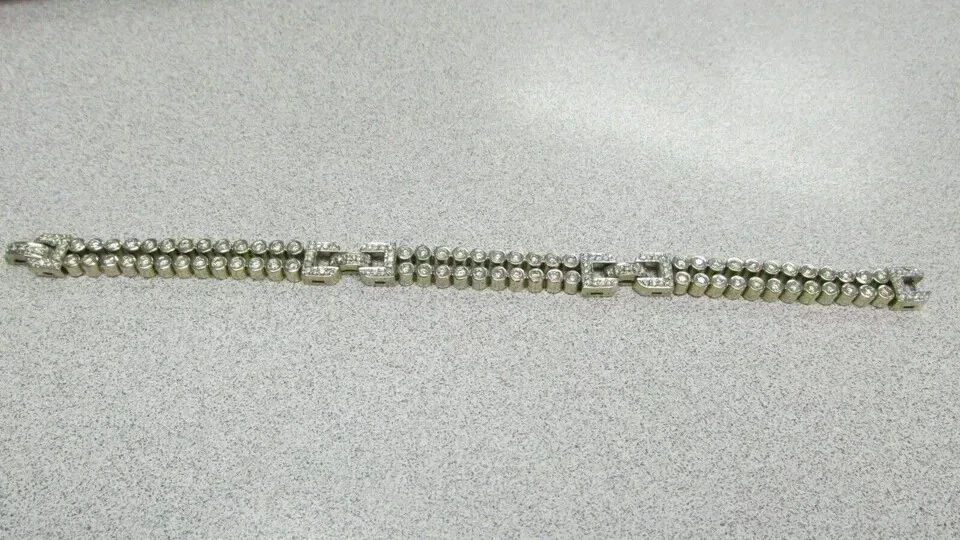 Мужской теннисный браслет круглой огранки из белого муассанита с покрытием из белого золота 14 карат 10 карат - Изображение 3 из 4