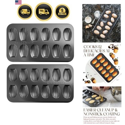 Nonstick Madeleine Pans, 12-Cavity Carbon Steel, 2-Pack