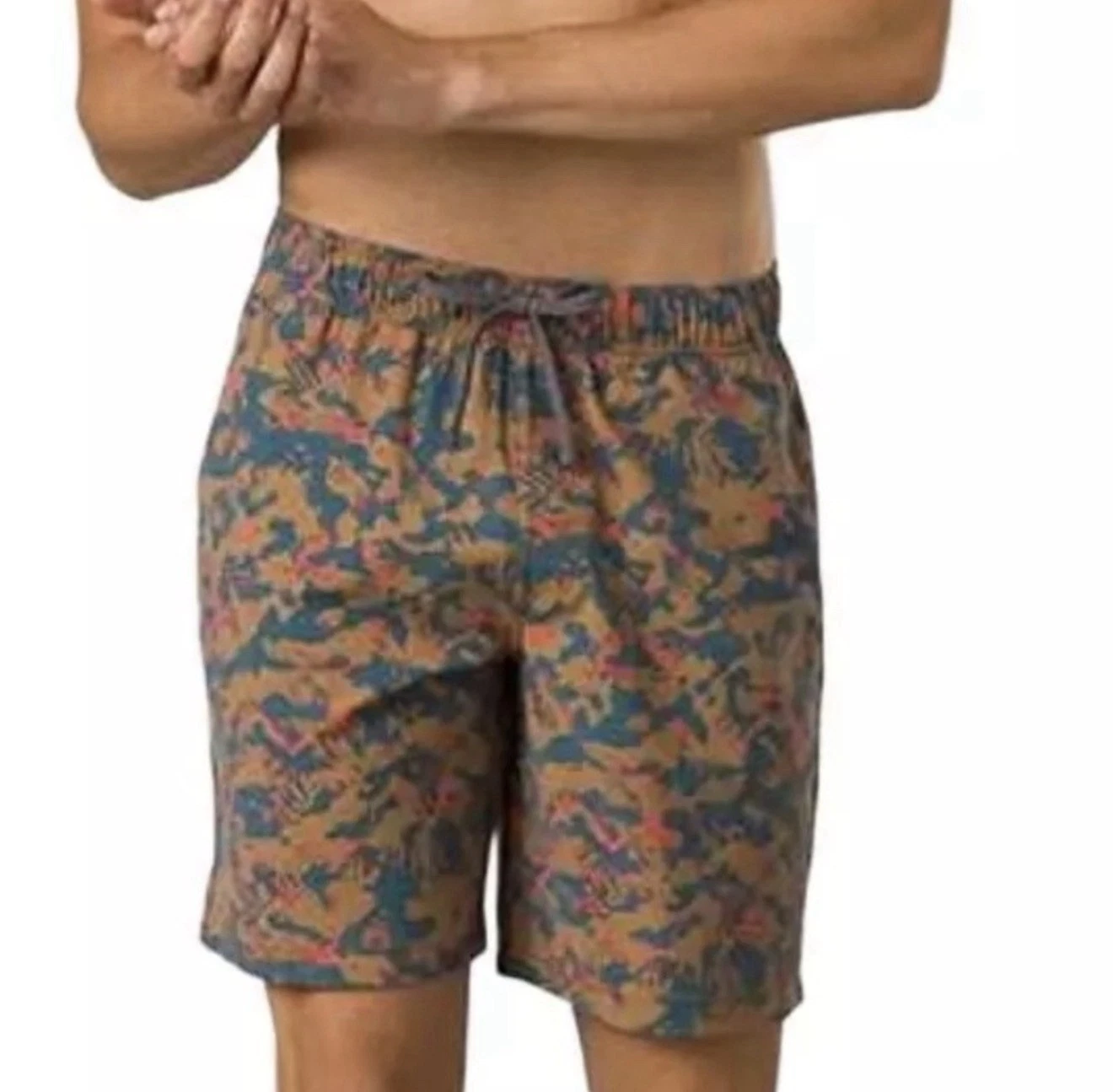PrAna Metric E-Waist Fresca Camo Pattern Mens M 8" Quick Dry UPF 50+ Shorts NWT