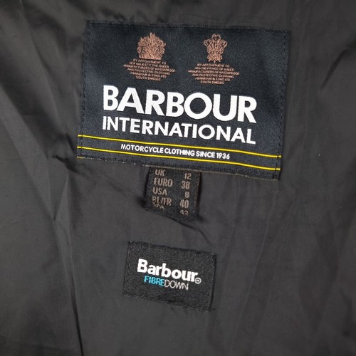 BARBOUR INTERNATIONAL Jacket Womens UK 12 Black Parallel Quilt Fibre Down Coat - Picture 8 of 11