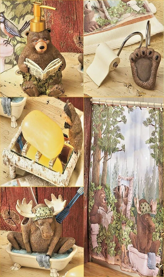 18-Pc In the Woods Avanti Bear Bath Collection Laughing Bear Art Jeffery Severn - Image 3 of 4